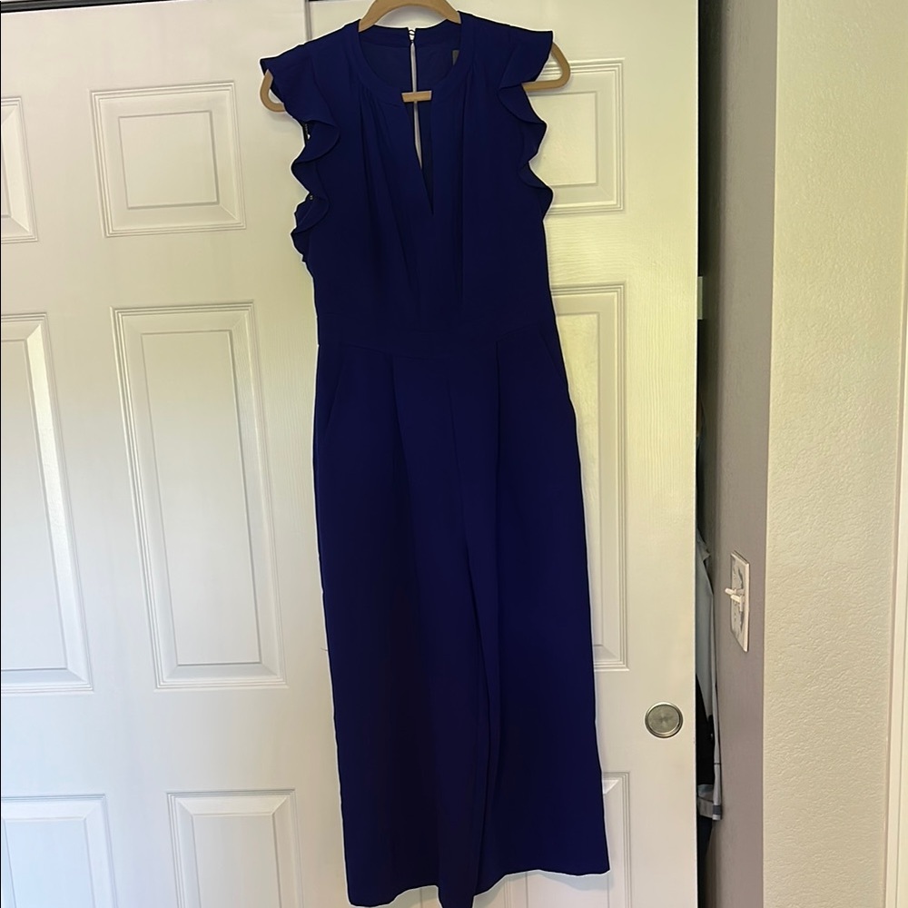 Vince Camuto Blue Ruffled Jumpsuit